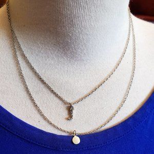 14" Silver Tone Layered Choker J Monogram Pendant